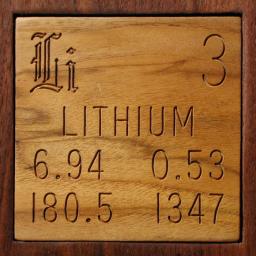 Wooden tile representing the elementLithium