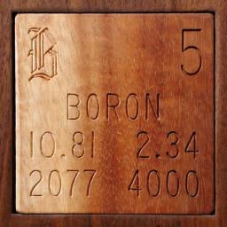 Wooden tile representing the elementBoron