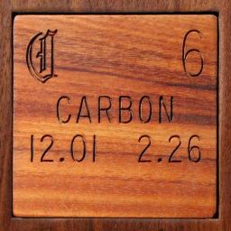 Wooden tile representing the elementCarbon