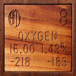Wooden tile representing the elementOxygen