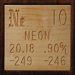 Wooden tile representing the elementNeon