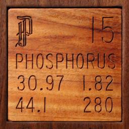 Wooden tile representing the elementPhosphorus