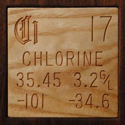 Wooden tile representing the elementChlorine