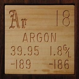 Wooden tile representing the elementArgon