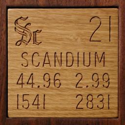 Wooden tile representing the elementScandium