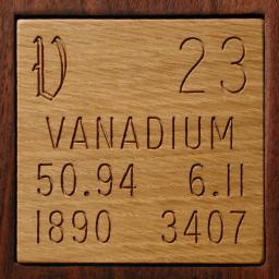 Wooden tile representing the elementVanadium