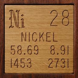 Wooden tile representing the elementNickel