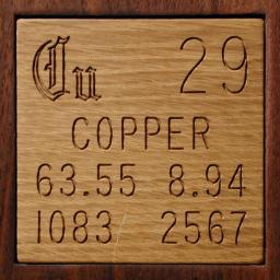 Wooden tile representing the elementCopper