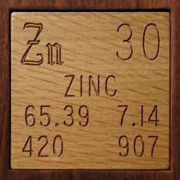Wooden tile representing the elementZinc