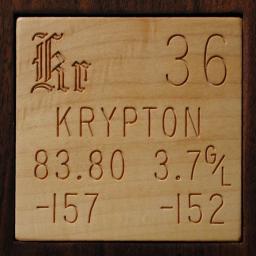 Wooden tile representing the elementKrypton