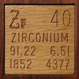 Wooden tile representing the elementZirconium