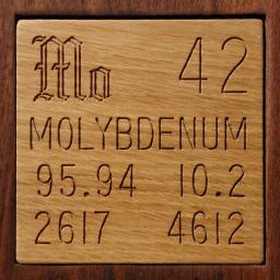 Wooden tile representing the elementMolybdenum