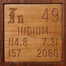 Wooden tile representing the elementIndium