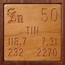 Wooden tile representing the elementTin
