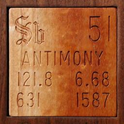 Wooden tile representing the elementAntimony