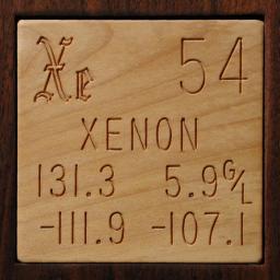 Wooden tile representing the elementXenon