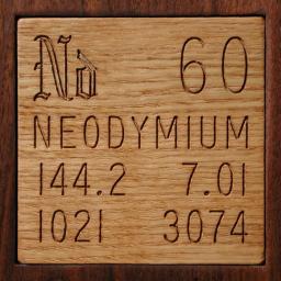 Wooden tile representing the elementNeodymium