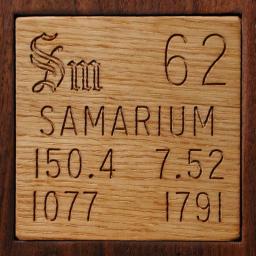 Wooden tile representing the elementSamarium