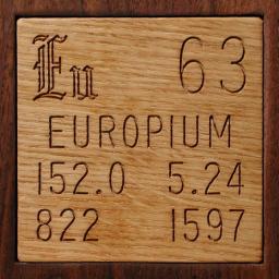 Wooden tile representing the elementEuropium