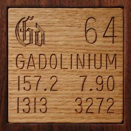 Wooden tile representing the elementGadolinium