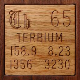 Wooden tile representing the elementTerbium