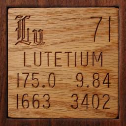 Wooden tile representing the elementLutetium