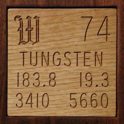 Wooden tile representing the elementTungsten