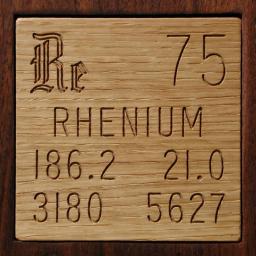 Wooden tile representing the elementRhenium