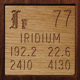 Wooden tile representing the elementIridium
