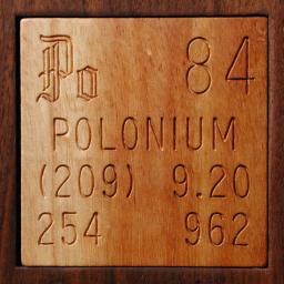 Wooden tile representing the elementPolonium