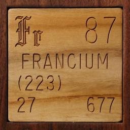 Wooden tile representing the elementFrancium