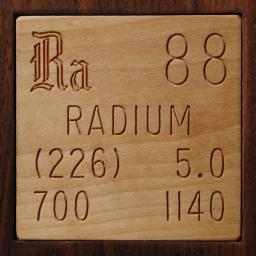 Wooden tile representing the elementRadium