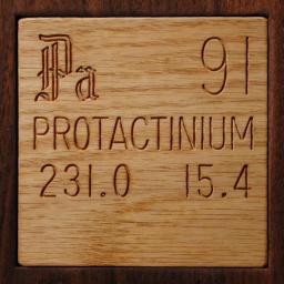 Wooden tile representing the elementProactinum