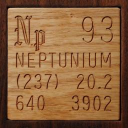 Wooden tile representing the elementNeptunium