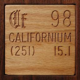 Wooden tile representing the elementCalifornium