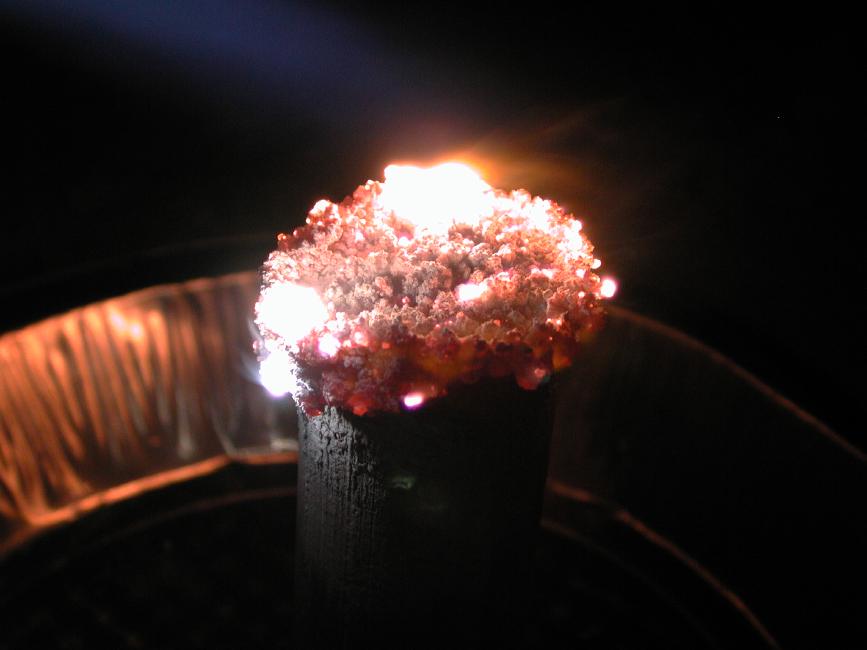 Burning bulk magnesium rod