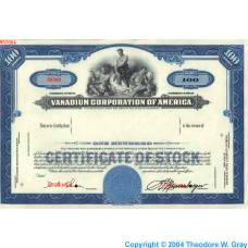 Vanadium Stock certificate