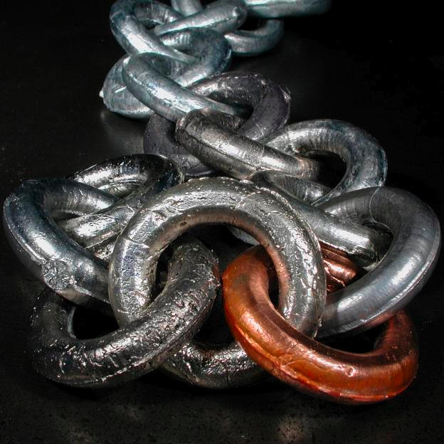 Silver Link in multi-metal chain