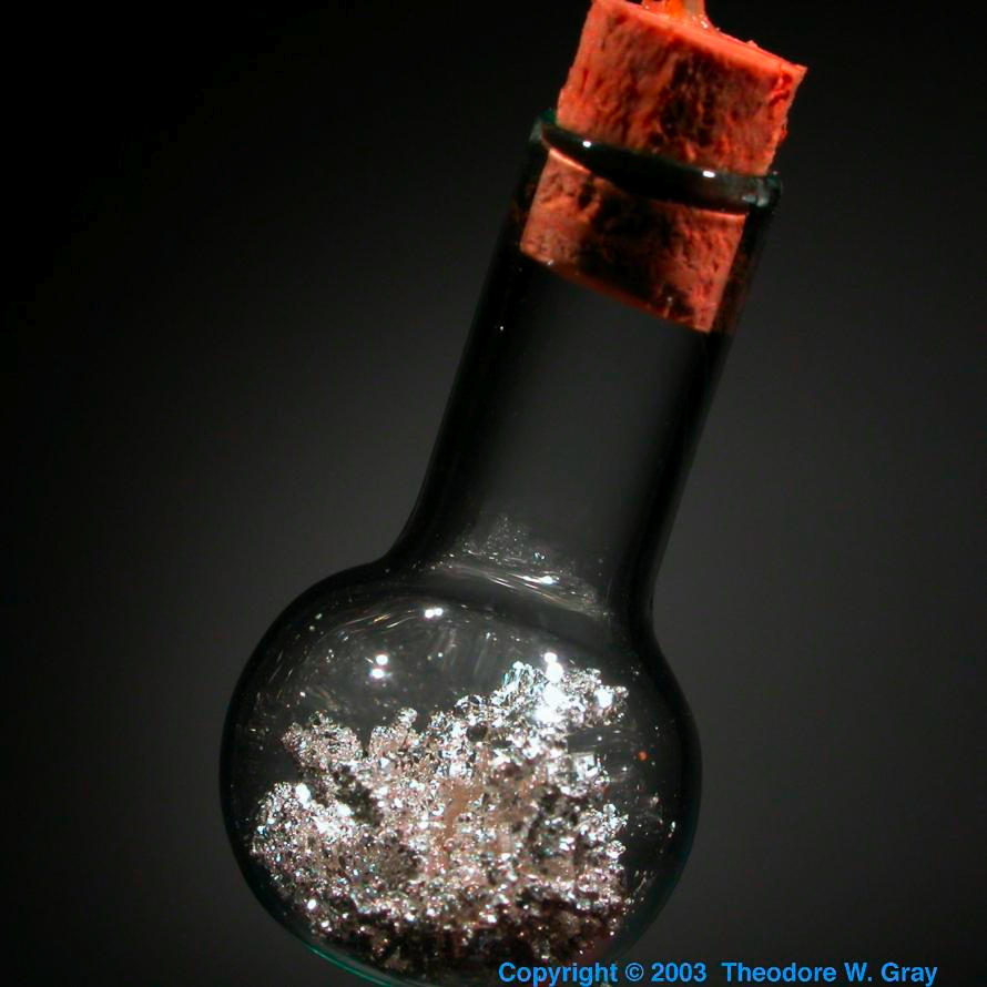 Silver Shiny crystals in pretty mini-flask