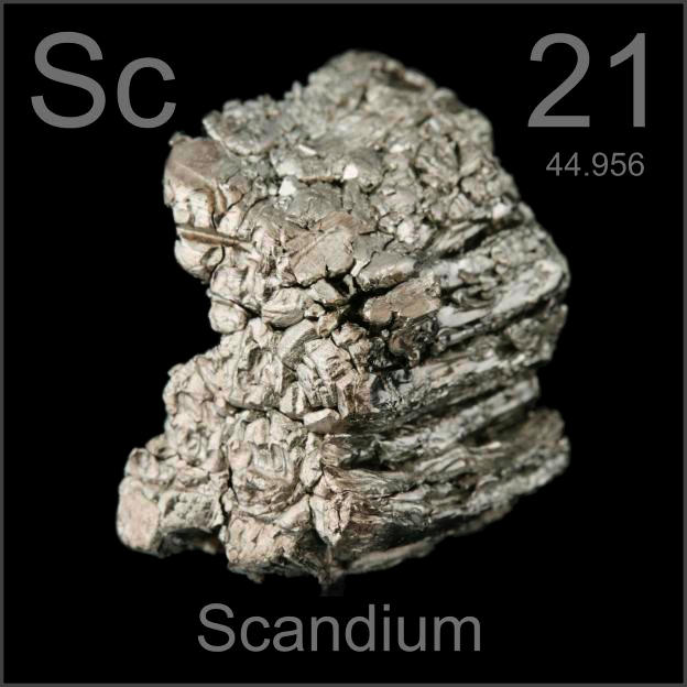 1 gram Scandium Metal Sample 21 Sc 99,99% Crystal Dendritic in glass vial 