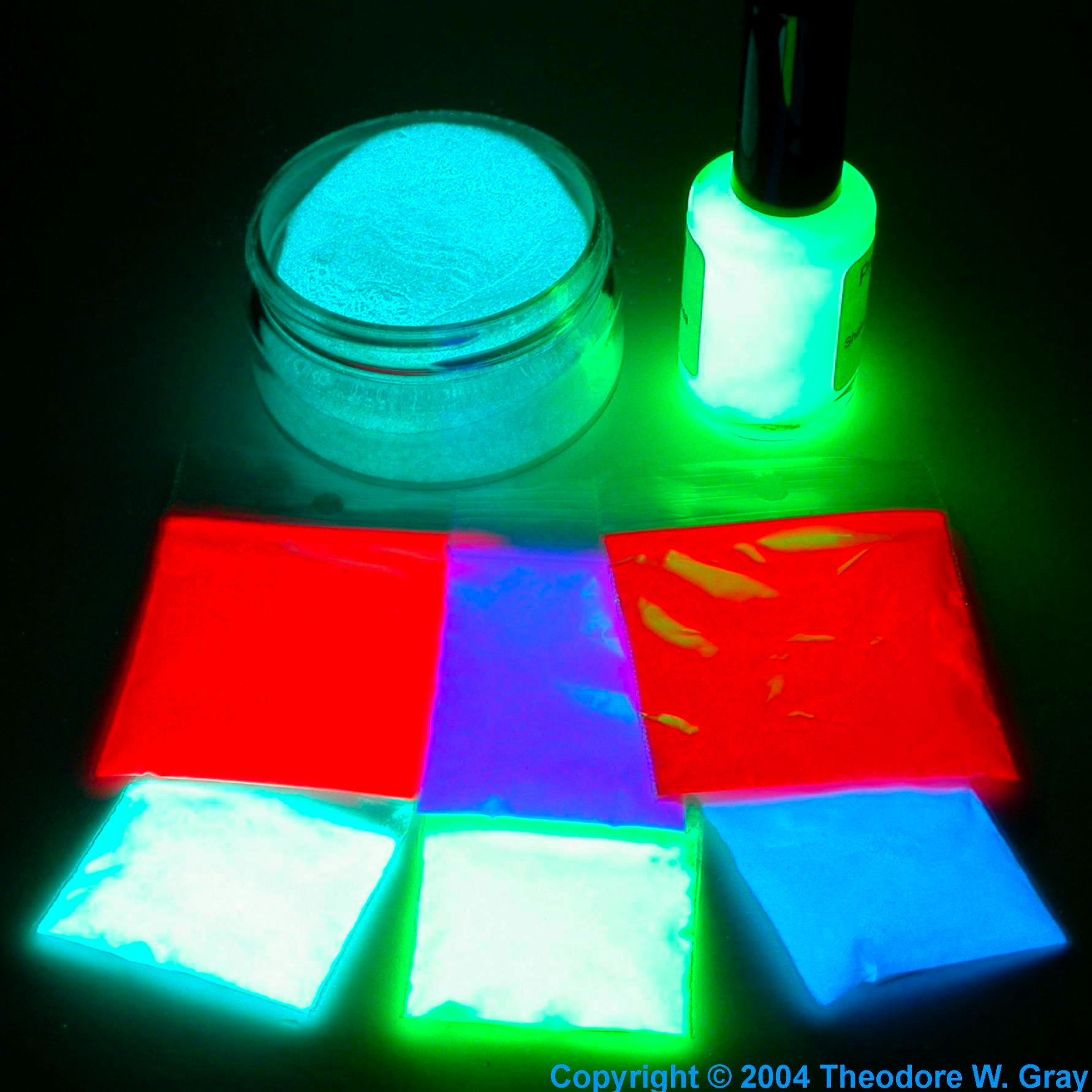 Europium Glow Powder Set in Mini PEGUYS Periodic Element Tiles Free UV Light